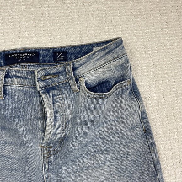 Lucky Brand High Rise Straight Ankle Distressed Jeans 2 / 26 Four-leaf clover* - Picture 9 of 15